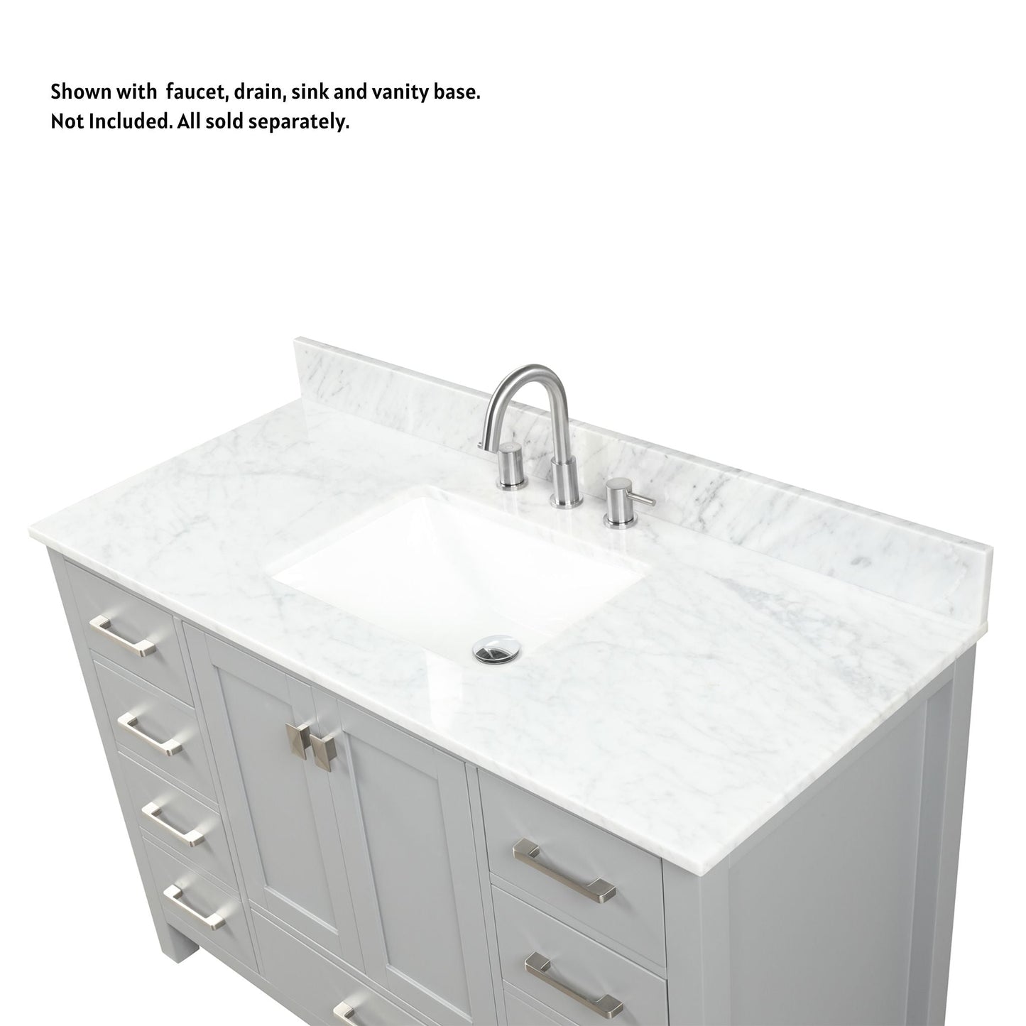 Blossom 48" x 22" Widespread Carrara Marble Vanity Top With Backsplash