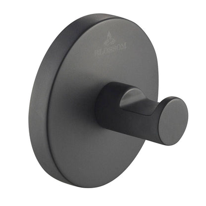 Blossom 500 Series 3" x 2" Matte Black Brass Robe Hook With Round Mount Post