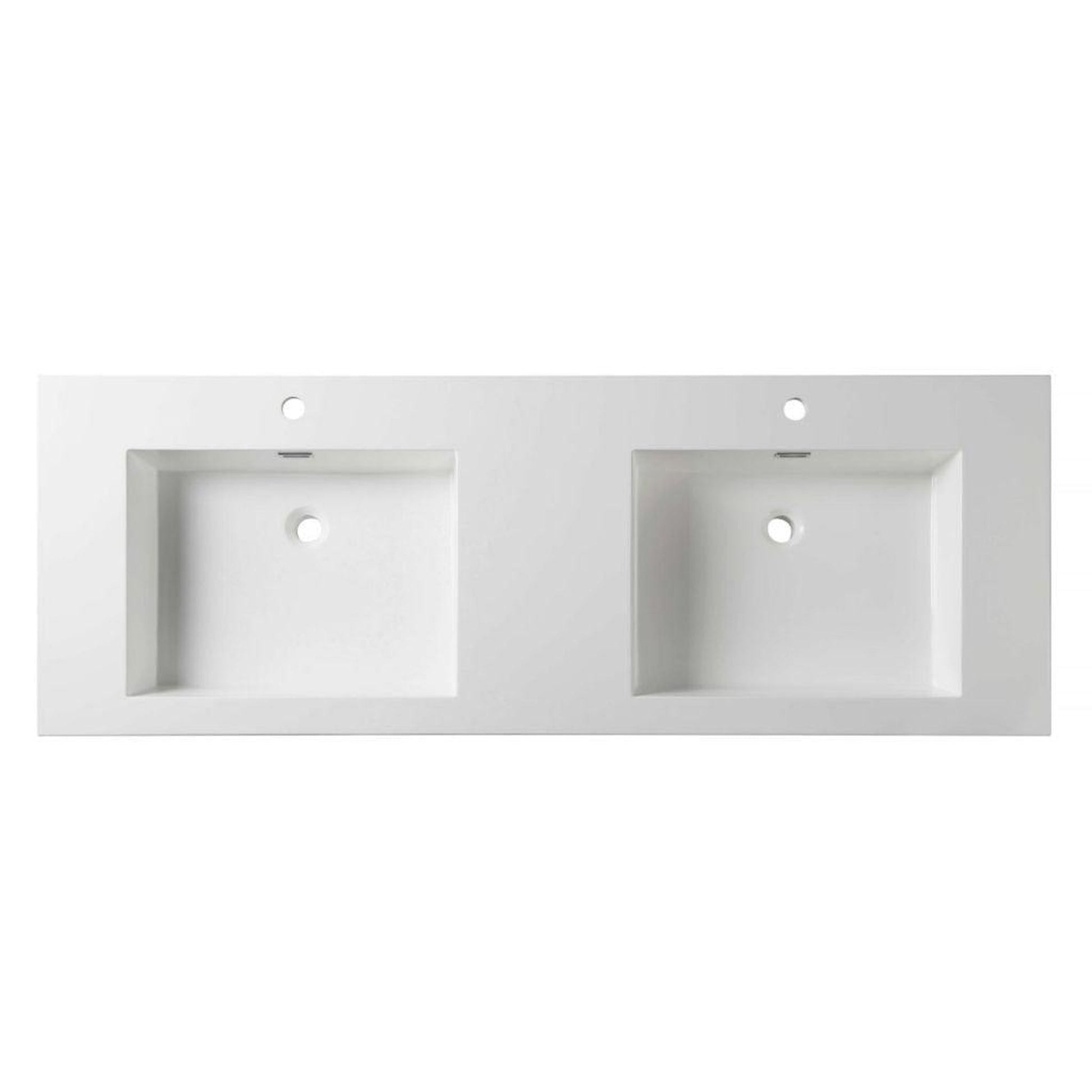 Blossom 60" x 22" White Rectangular Acrylic Vanity Top With Integrated Double Sink And Overflow