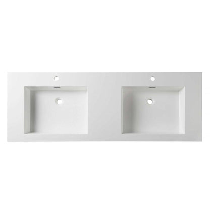 Blossom 60" x 22" White Rectangular Acrylic Vanity Top With Integrated Double Sink And Overflow