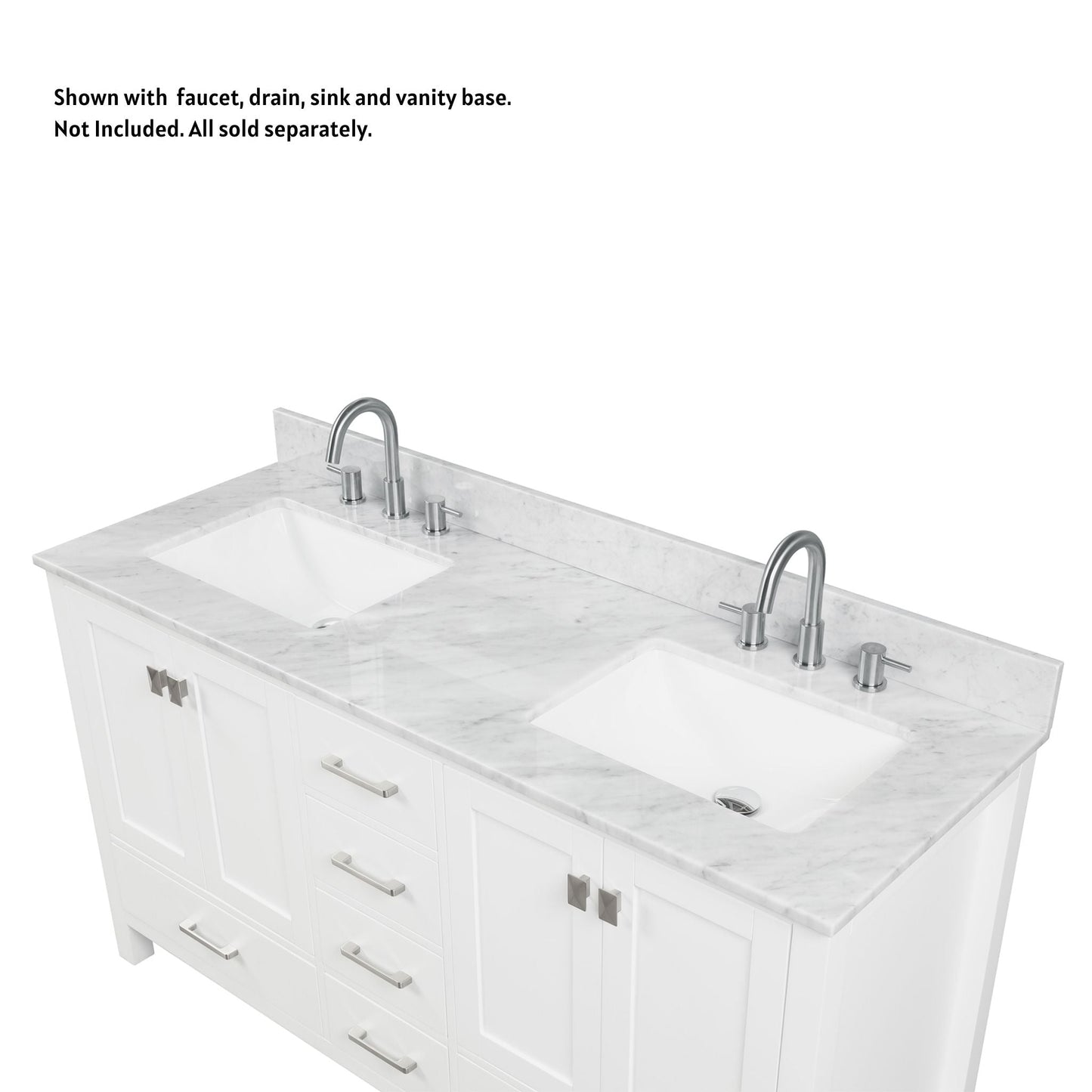 Blossom 60" x 22" Widespread Carrara Marble Vanity Top With Backsplash