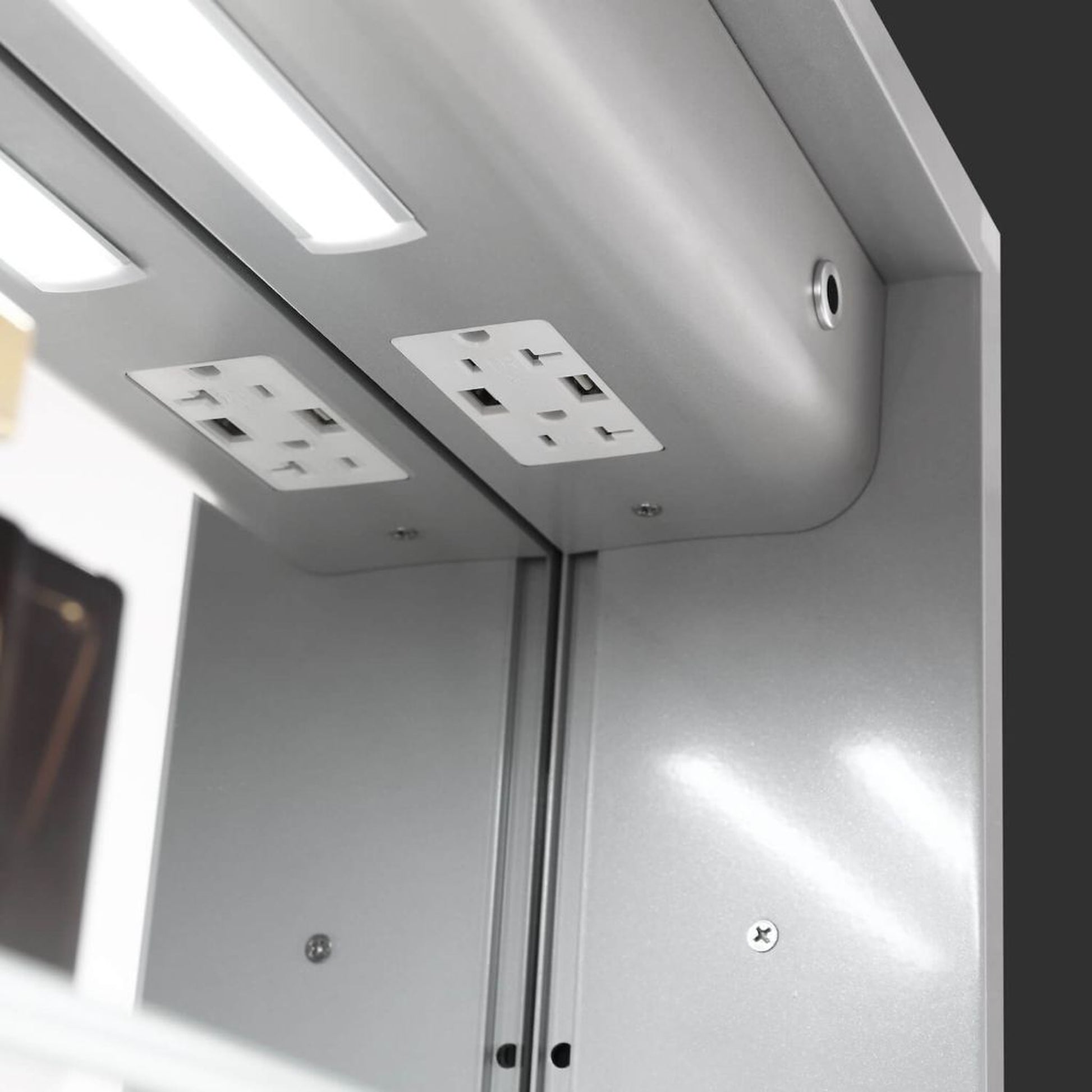 Blossom Asta 48" x 32" Recessed or Surface Mount 2-Door LED Mirror Medicine Cabinet With 3 Adjustable Glass Shelves, Built-In Defogger, Dimmer, USB & Electrical Outlet