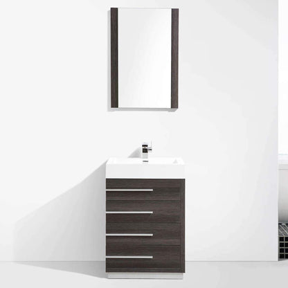 Blossom Barcelona 24" 4-Drawer Dark Oak Freestanding Vanity With Acrylic Vanity Top With Integrated Single Sink And Overflow