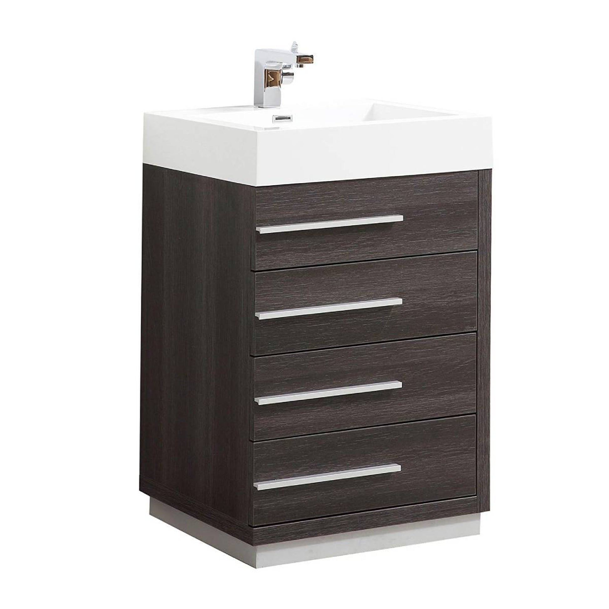 Blossom Barcelona 24" 4-Drawer Dark Oak Freestanding Vanity With Acrylic Vanity Top With Integrated Single Sink And Overflow