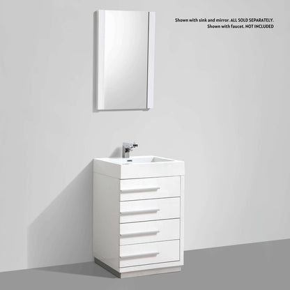 Blossom Barcelona 24" 4-Drawer White Freestanding Vanity Base
