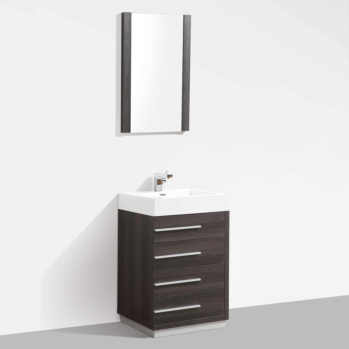 Blossom Barcelona 30" 4-Drawer Dark Oak Freestanding Vanity Set With Acrylic Drop-In Single Sink And Mirror