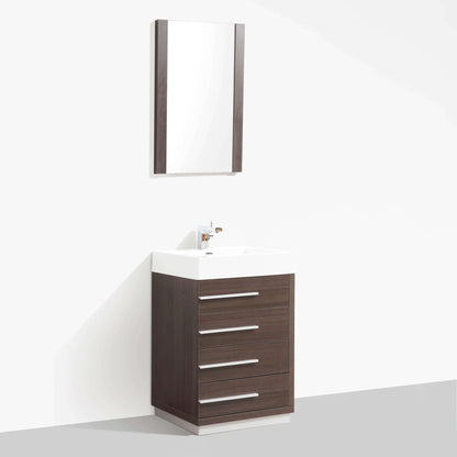 Blossom Barcelona 30" 4-Drawer Gray Oak Freestanding Vanity Set With Acrylic Drop-In Single Sink And Mirror