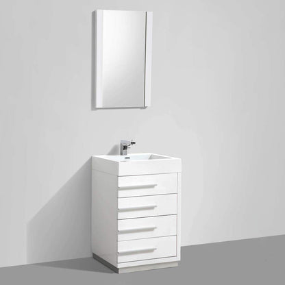 Blossom Barcelona 30" 4-Drawer White Freestanding Vanity Set With Acrylic Drop-In Single Sink