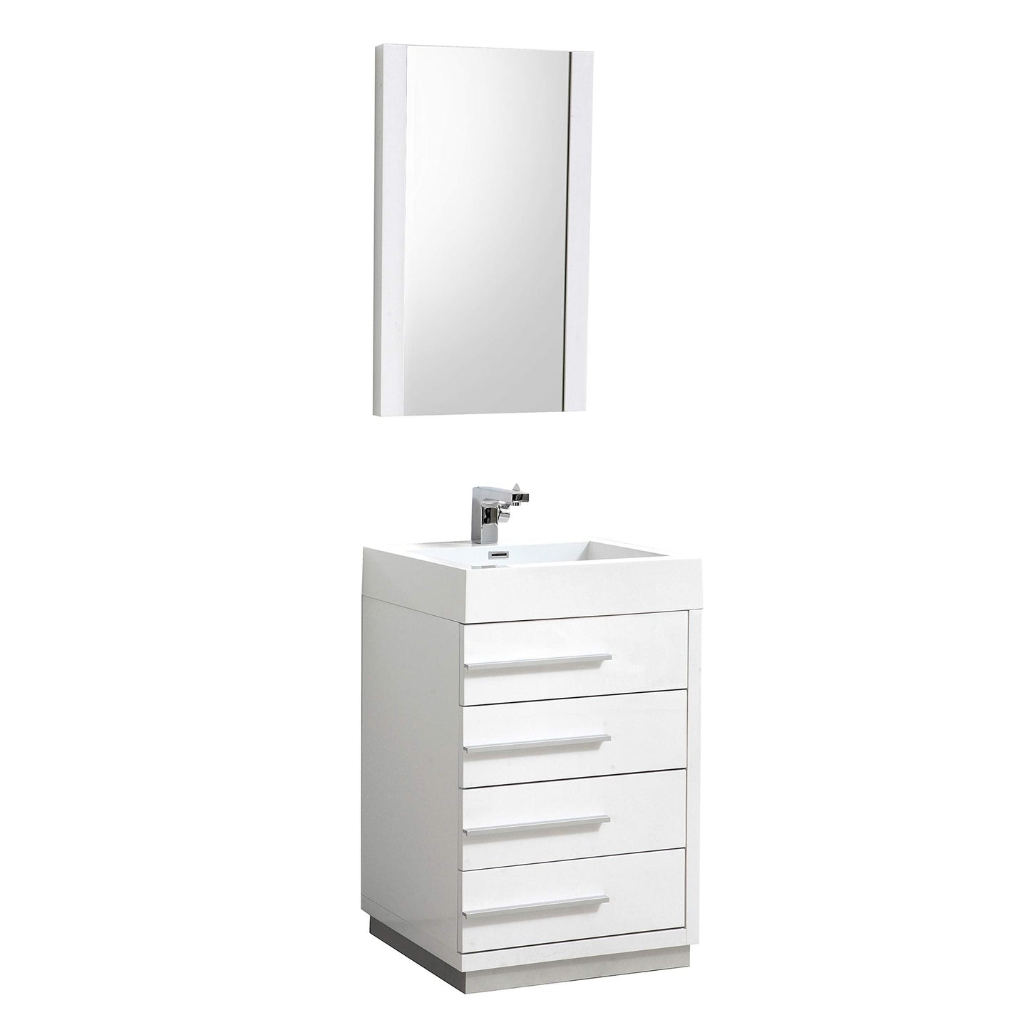Blossom Barcelona 30" 4-Drawer White Freestanding Vanity Set With Acrylic Drop-In Single Sink And Mirror