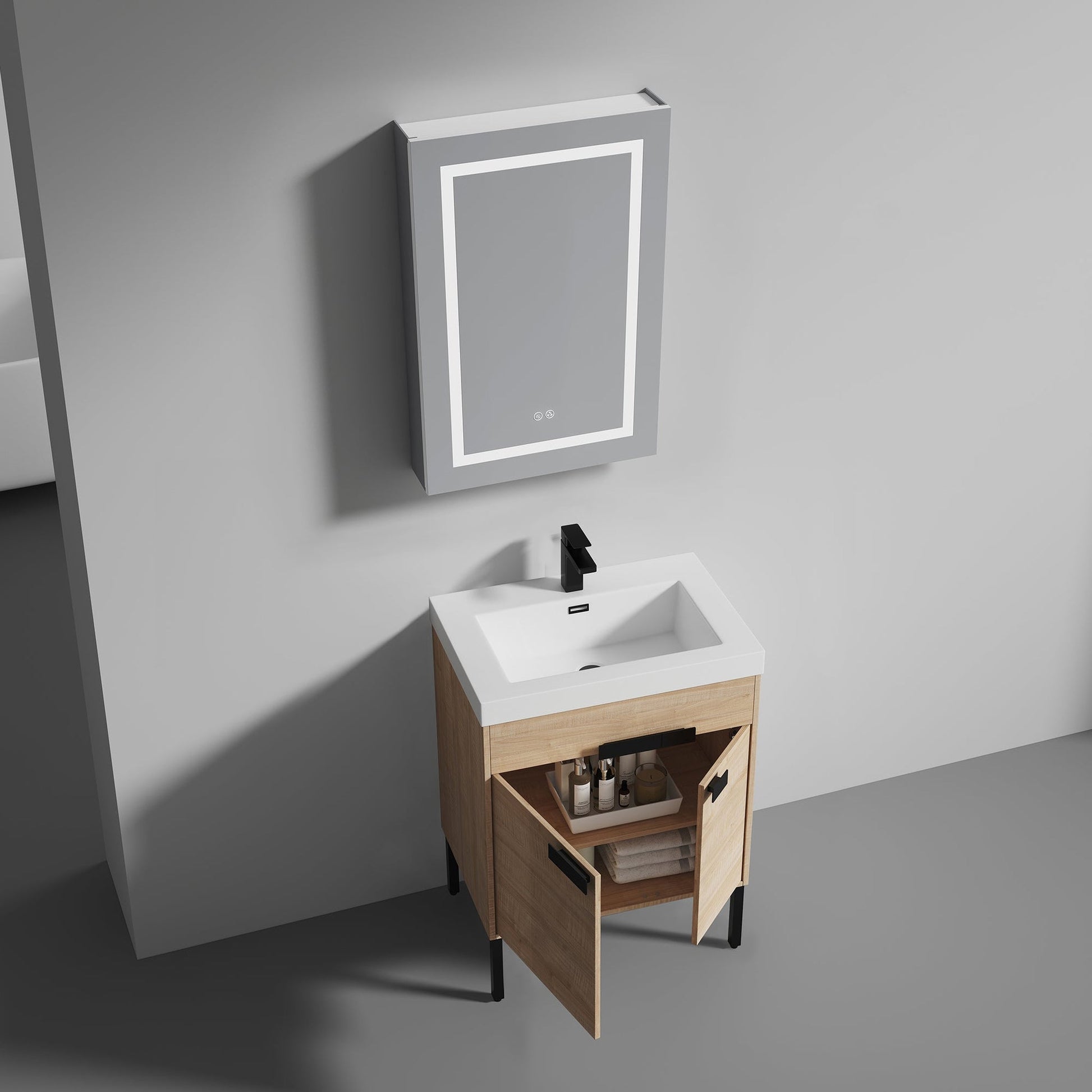 2-Door Freestanding Bathroom Cabinet with Drawer and Adjustable