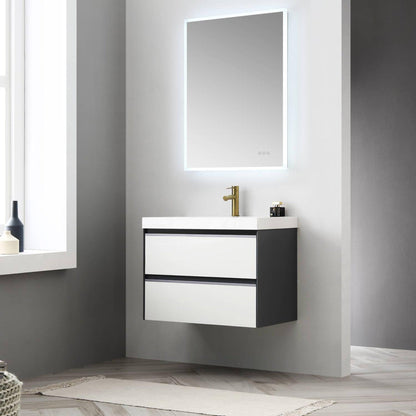 Blossom Berlin 30" 2-Drawer Glossy White & Glossy Grey Wall-Mounted Vanity Base