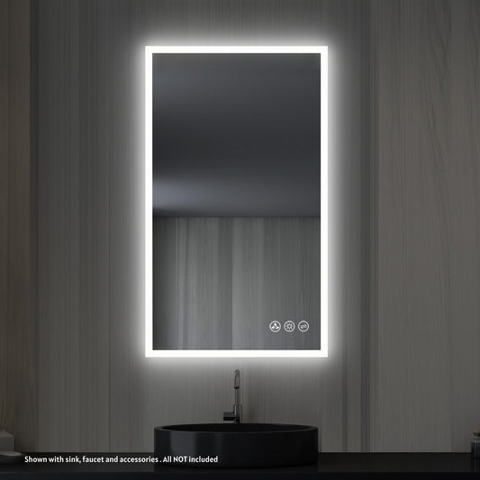 Blossom Beta 21" x 36" Wall-Mounted Rectangle LED Mirror With Frosted Sides