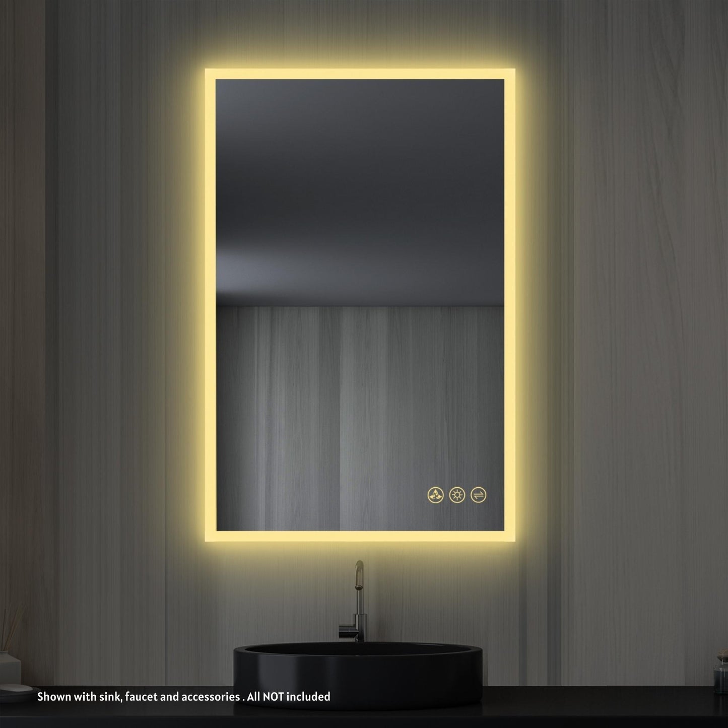 Blossom Beta 24" x 36" Wall-Mounted Rectangle LED Mirror With Frosted Sides