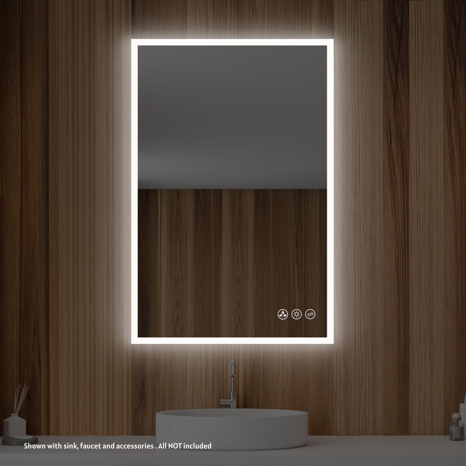 Blossom Beta 24" x 36" Wall-Mounted Rectangle LED Mirror With Frosted Sides
