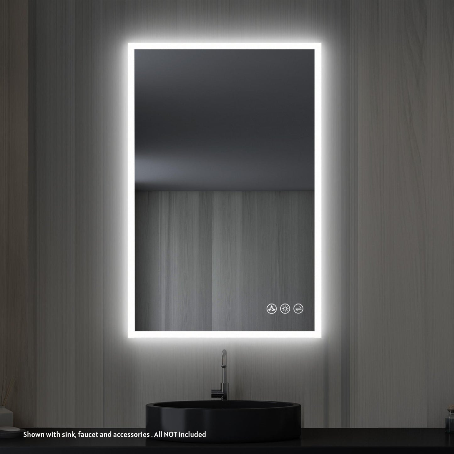 Blossom Beta 24" x 36" Wall-Mounted Rectangle LED Mirror With Frosted Sides