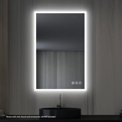 Blossom Beta 24" x 36" Wall-Mounted Rectangle LED Mirror With Frosted Sides