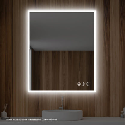 Blossom Beta 30" x 36" Wall-Mounted Rectangle LED Mirror With Frosted Sides