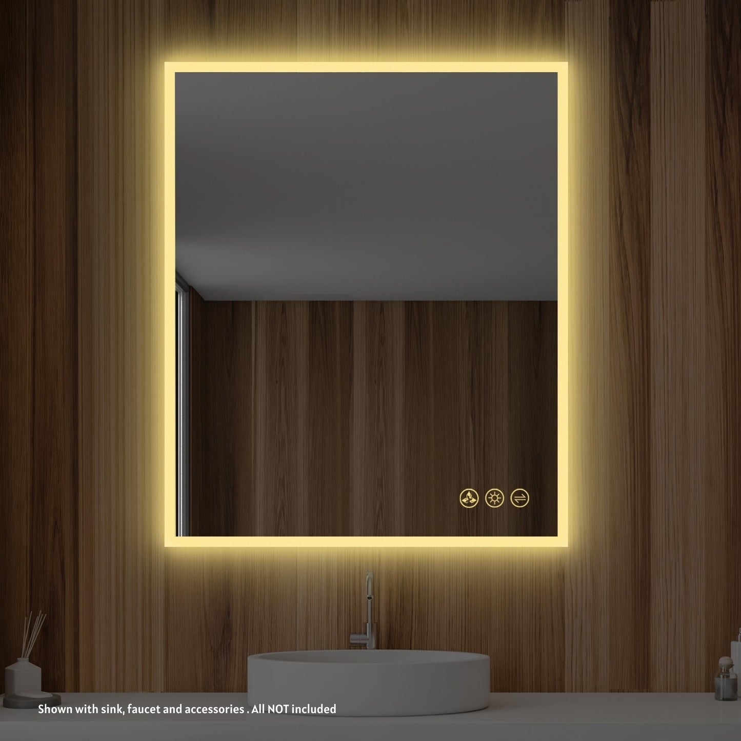 Blossom Beta 30" x 36" Wall-Mounted Rectangle LED Mirror With Frosted Sides