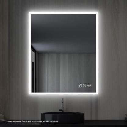 Blossom Beta 30" x 36" Wall-Mounted Rectangle LED Mirror With Frosted Sides