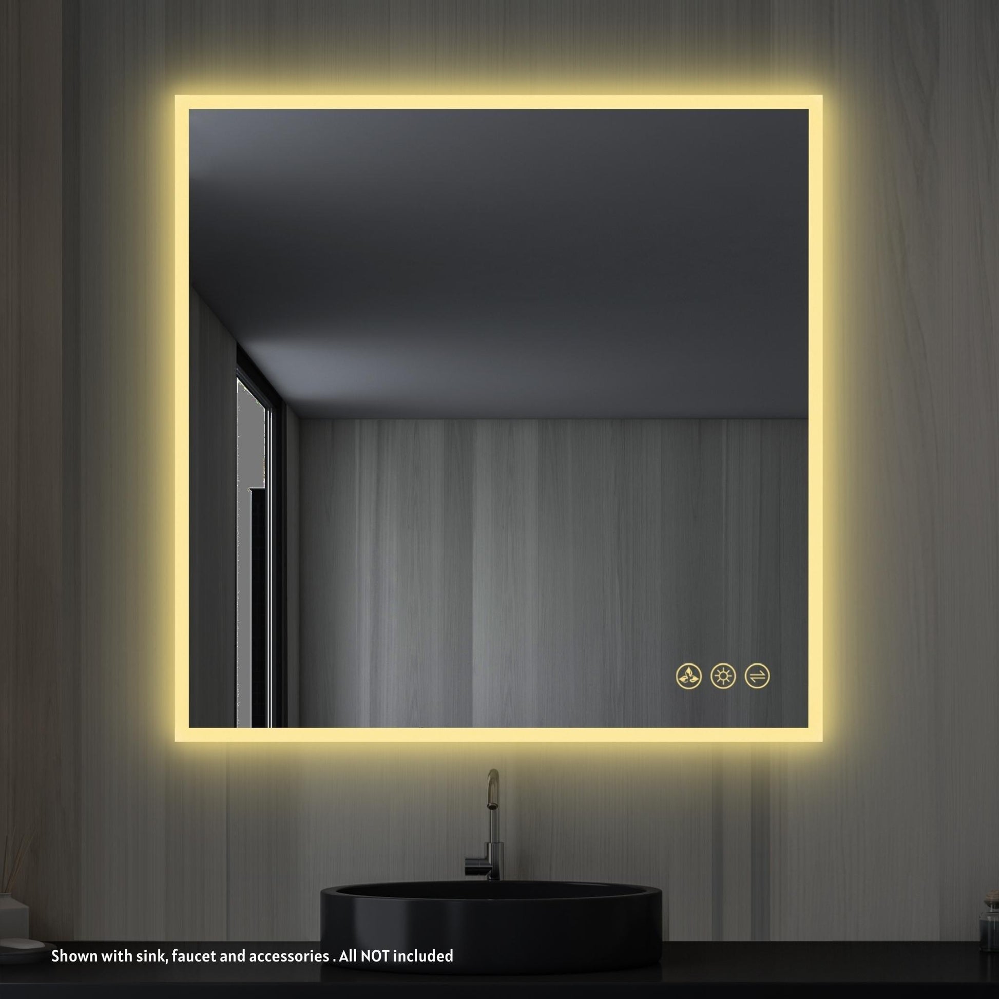 Blossom Beta 36" x 36" Wall-Mounted Square LED Mirror With Frosted Sides