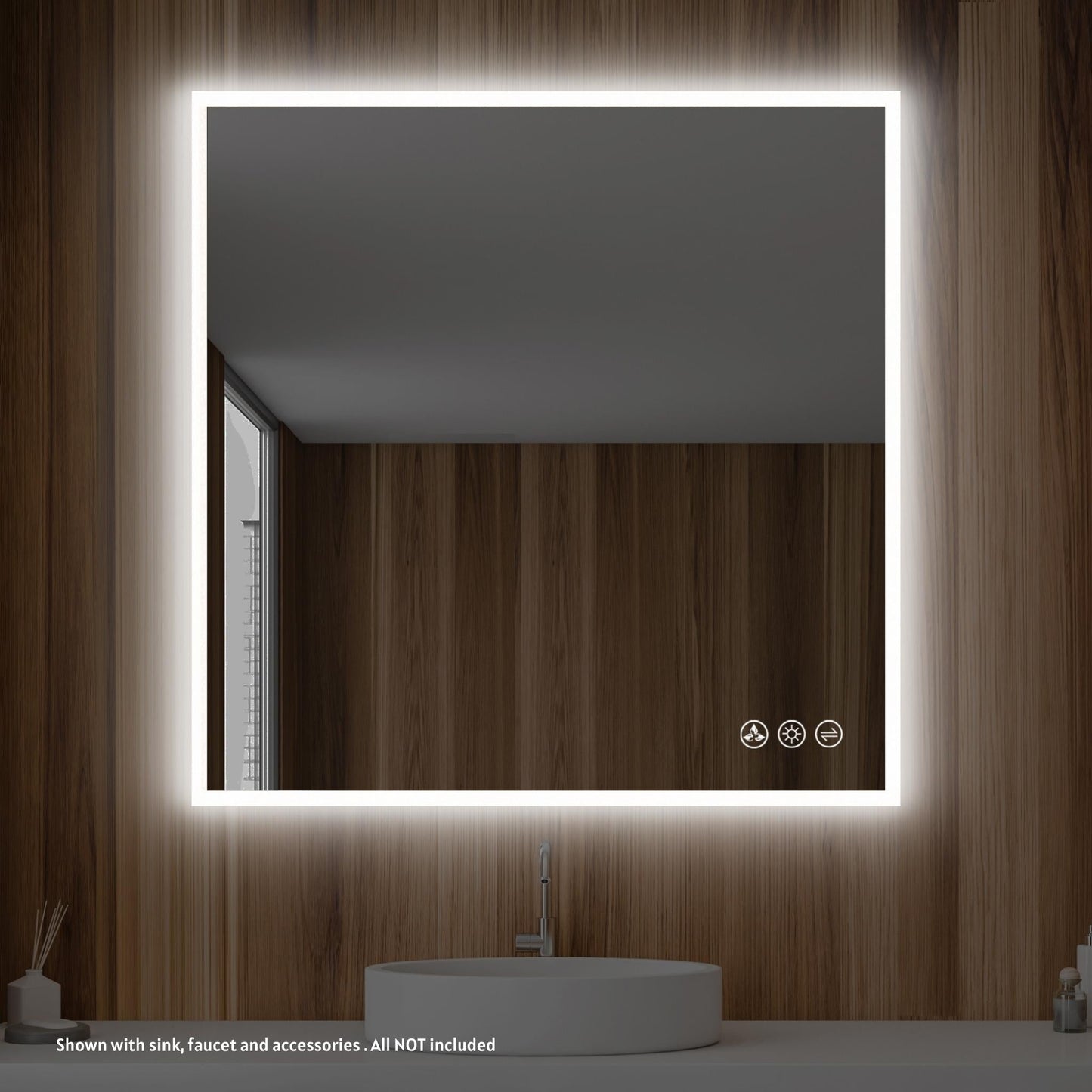Blossom Beta 36" x 36" Wall-Mounted Square LED Mirror With Frosted Sides