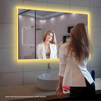 Blossom Beta 48" x 36" Wall-Mounted Rectangle LED Mirror With Frosted Sides