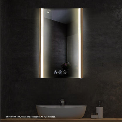 Blossom Binary 20" x 32" Brushed Gold Wall-Mounted Rectangle LED Mirror