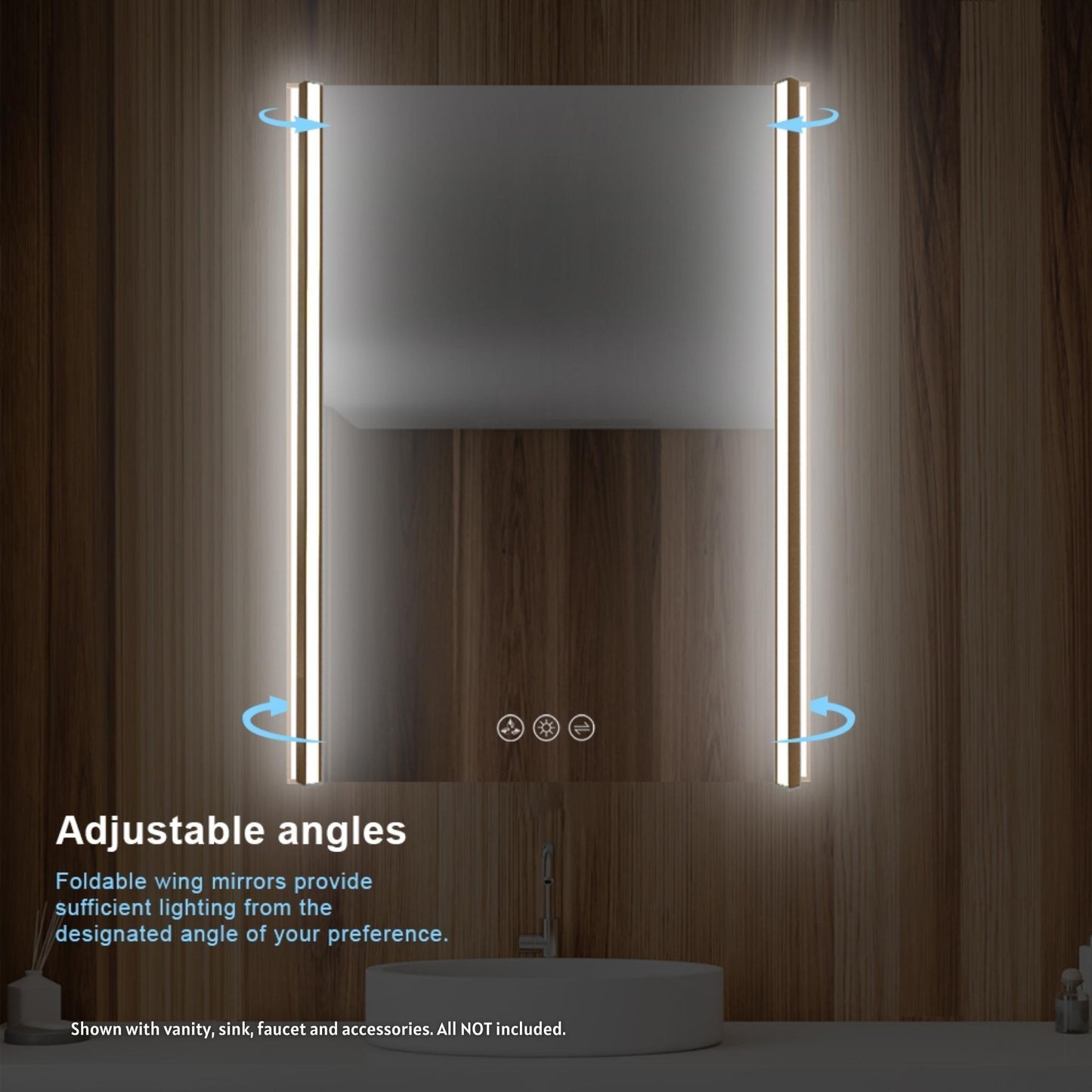 Blossom Binary 24" x 32" Brushed Gold Wall-Mounted Rectangle LED Mirror