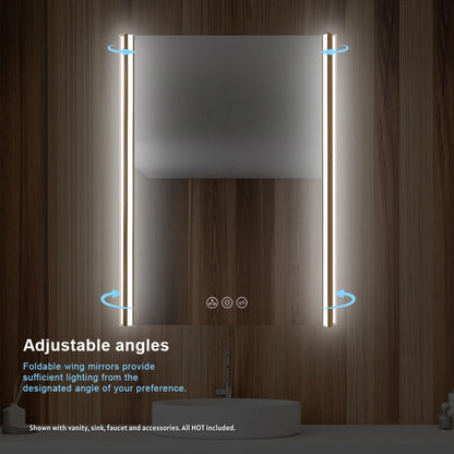 Blossom Binary 24" x 32" Brushed Gold Wall-Mounted Rectangle LED Mirror