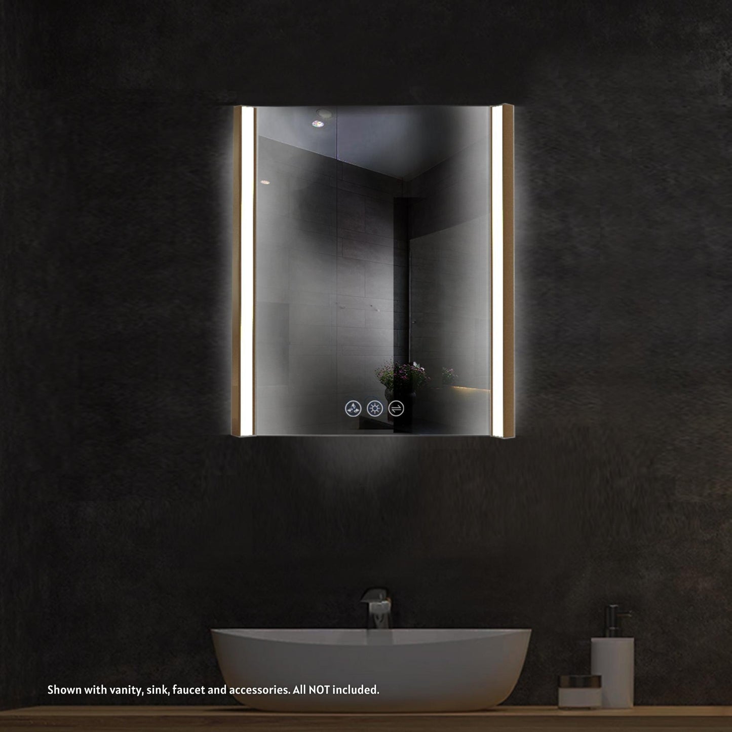 Blossom Binary 24" x 32" Brushed Gold Wall-Mounted Rectangle LED Mirror