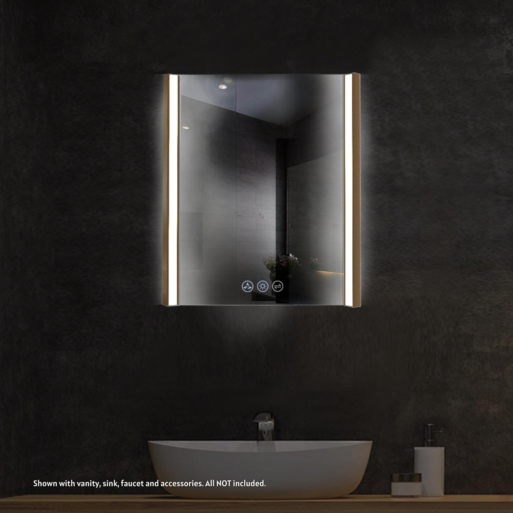 Blossom Binary 24" x 32" Brushed Gold Wall-Mounted Rectangle LED Mirror