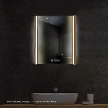 Blossom Binary 24" x 32" Brushed Gold Wall-Mounted Rectangle LED Mirror