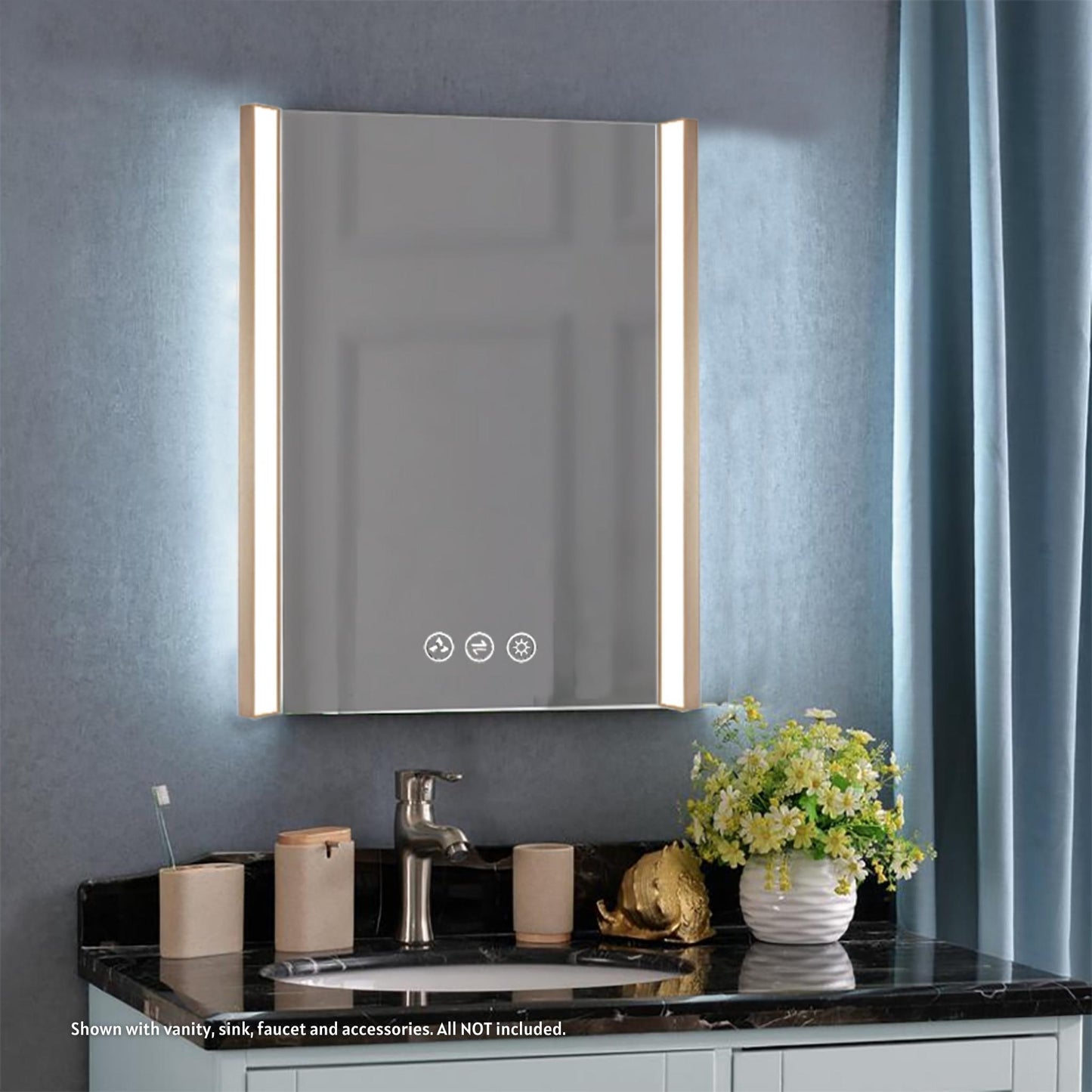 Blossom Binary 24" x 32" Brushed Gold Wall-Mounted Rectangle LED Mirror