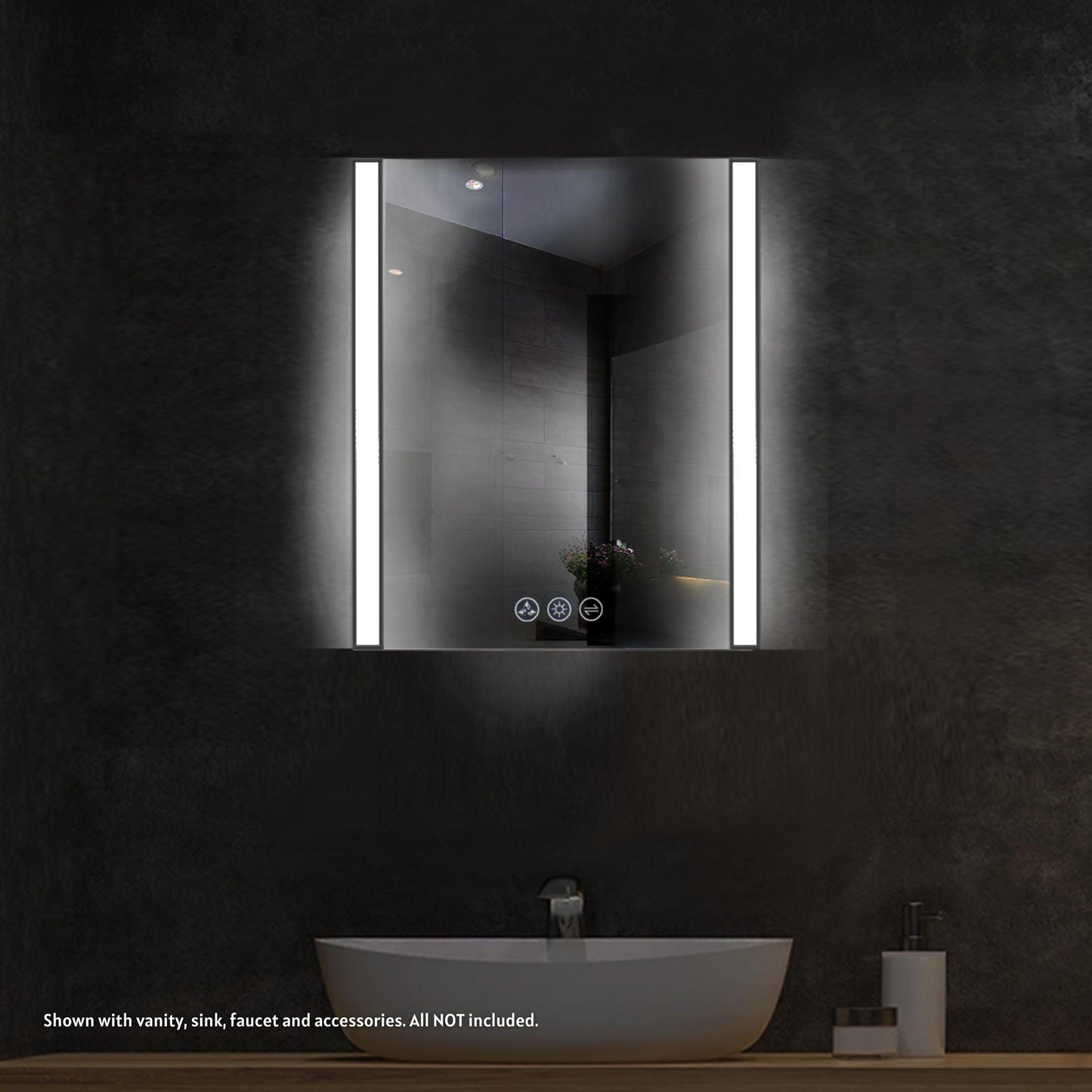 Blossom Binary 24" x 32" Matte Black Wall-Mounted Rectangle LED Mirror