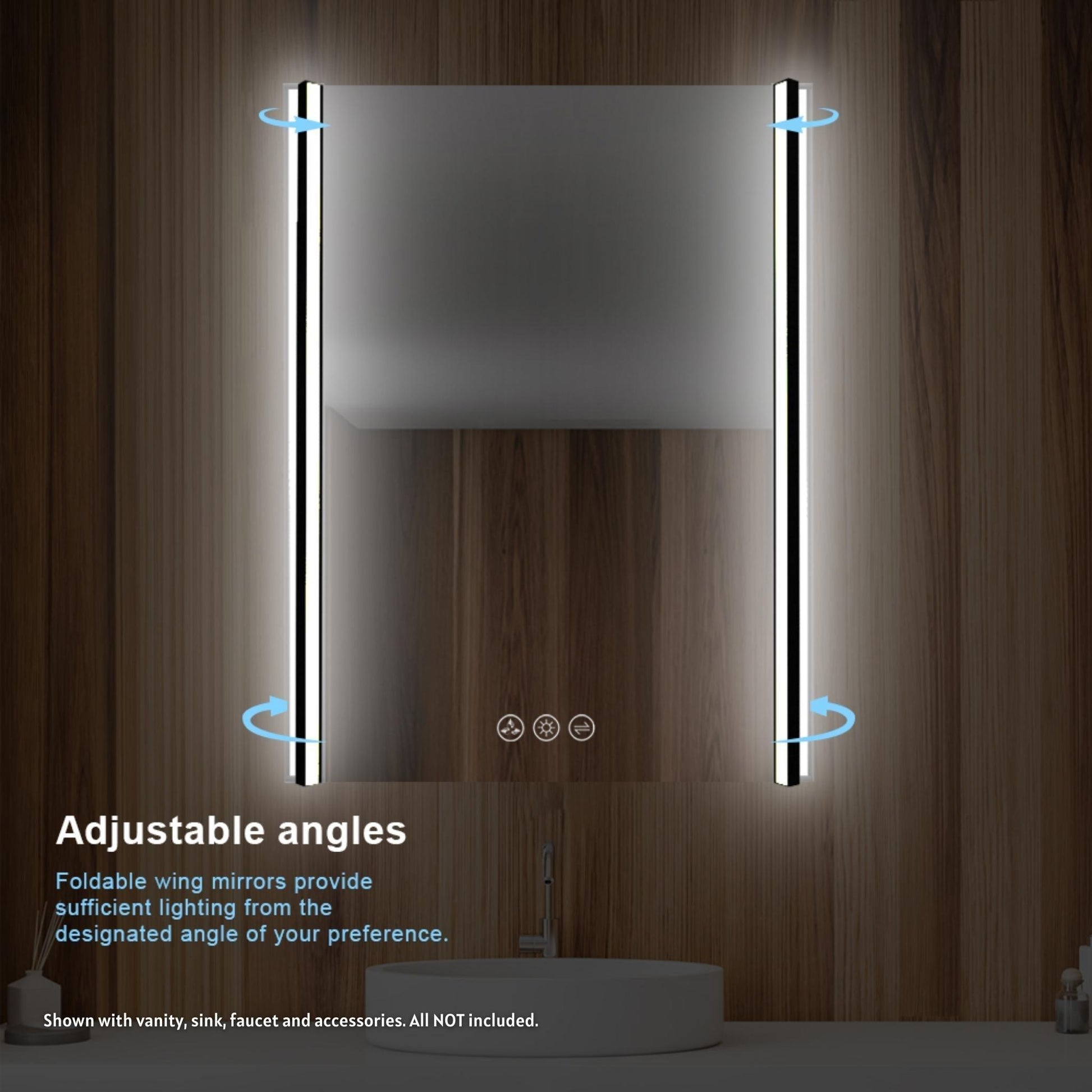 Blossom Binary 24" x 32" Matte Black Wall-Mounted Rectangle LED Mirror