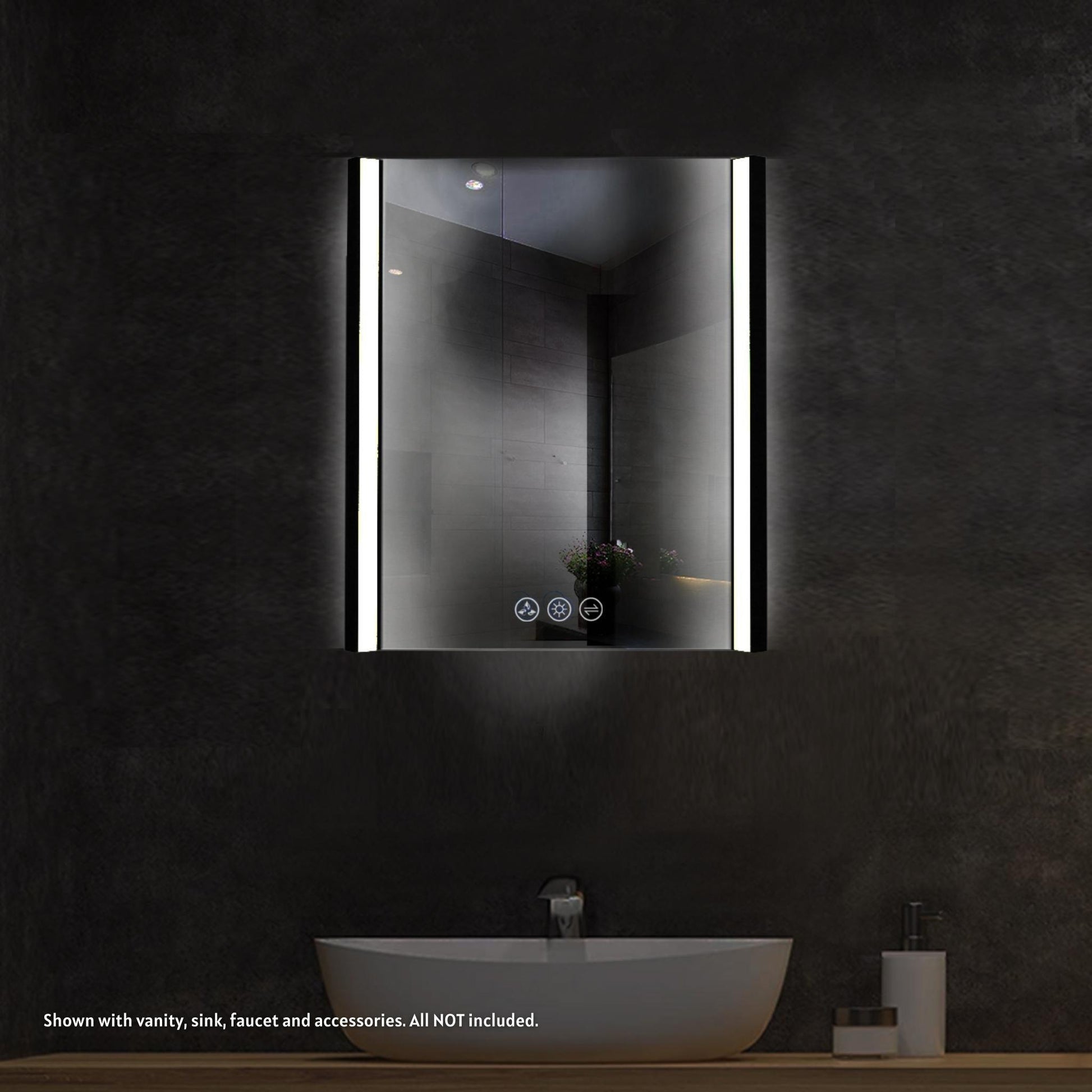 Blossom Binary 24" x 32" Matte Black Wall-Mounted Rectangle LED Mirror