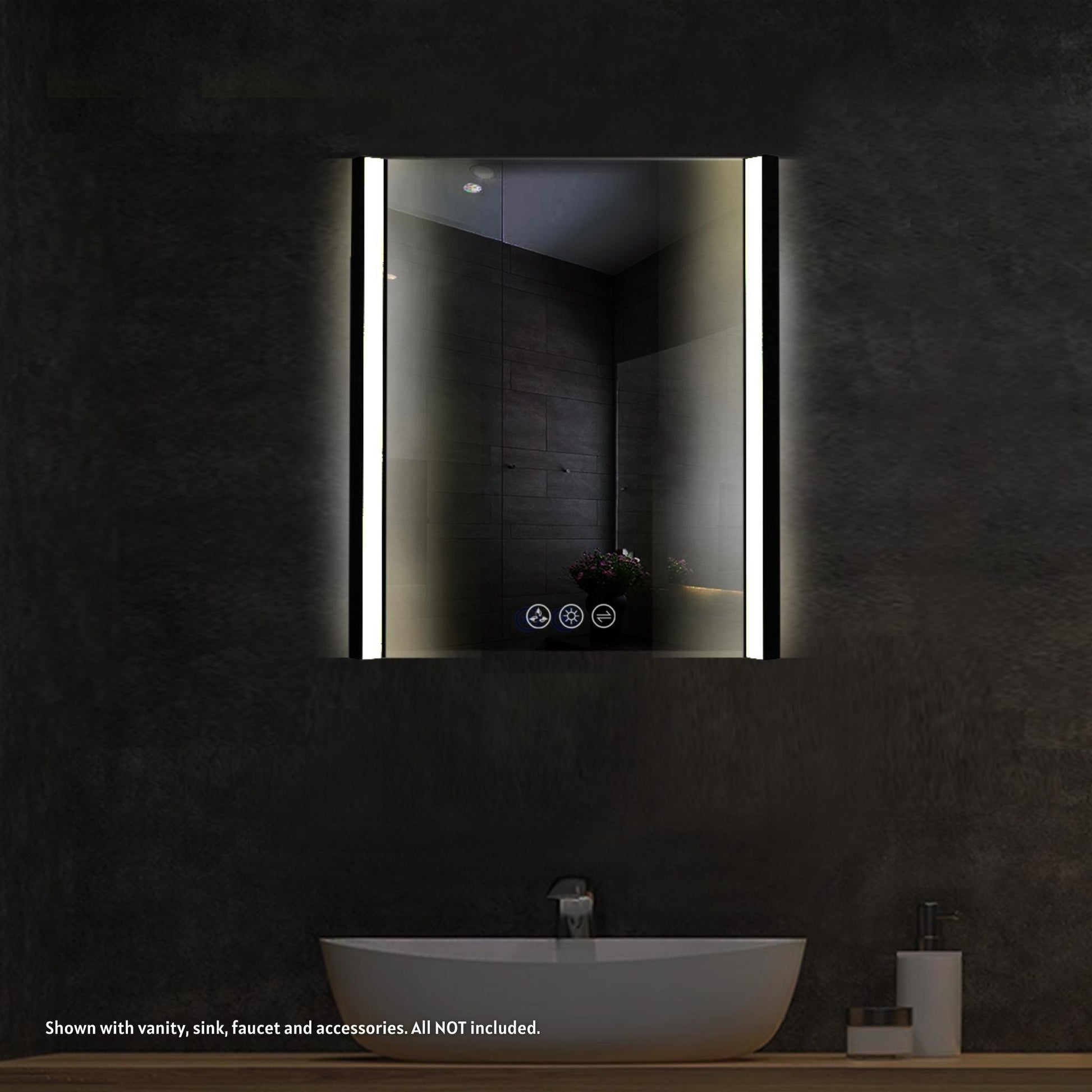 Blossom Binary 30" x 32" Matte Black Wall-Mounted Rectangle LED Mirror