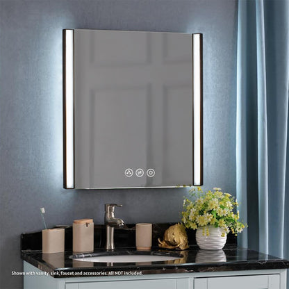 Blossom Binary 30" x 32" Matte Black Wall-Mounted Rectangle LED Mirror