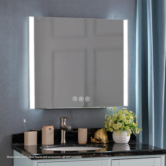 Blossom Binary 36" x 32" Chrome Wall-Mounted Rectangle LED Mirror