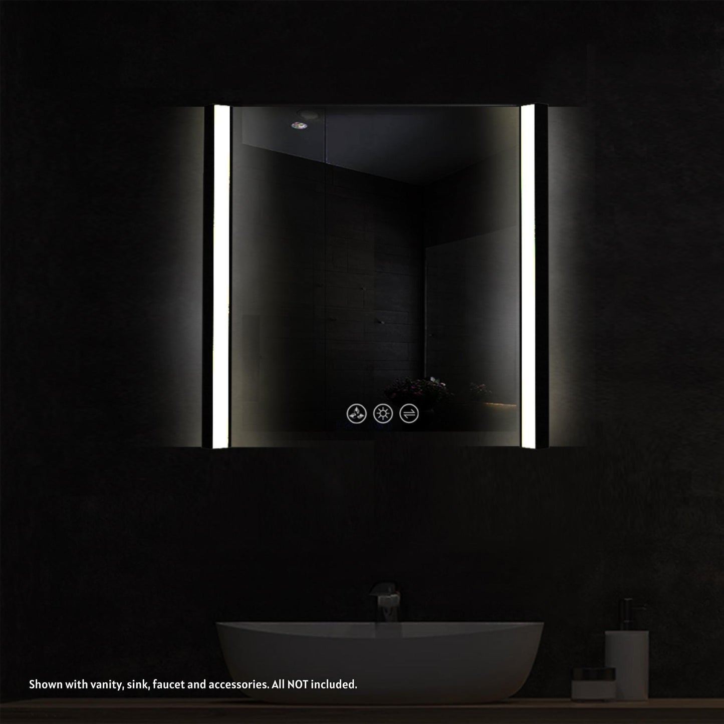 Blossom Binary 36" x 32" Matte Black Wall-Mounted Rectangle LED Mirror