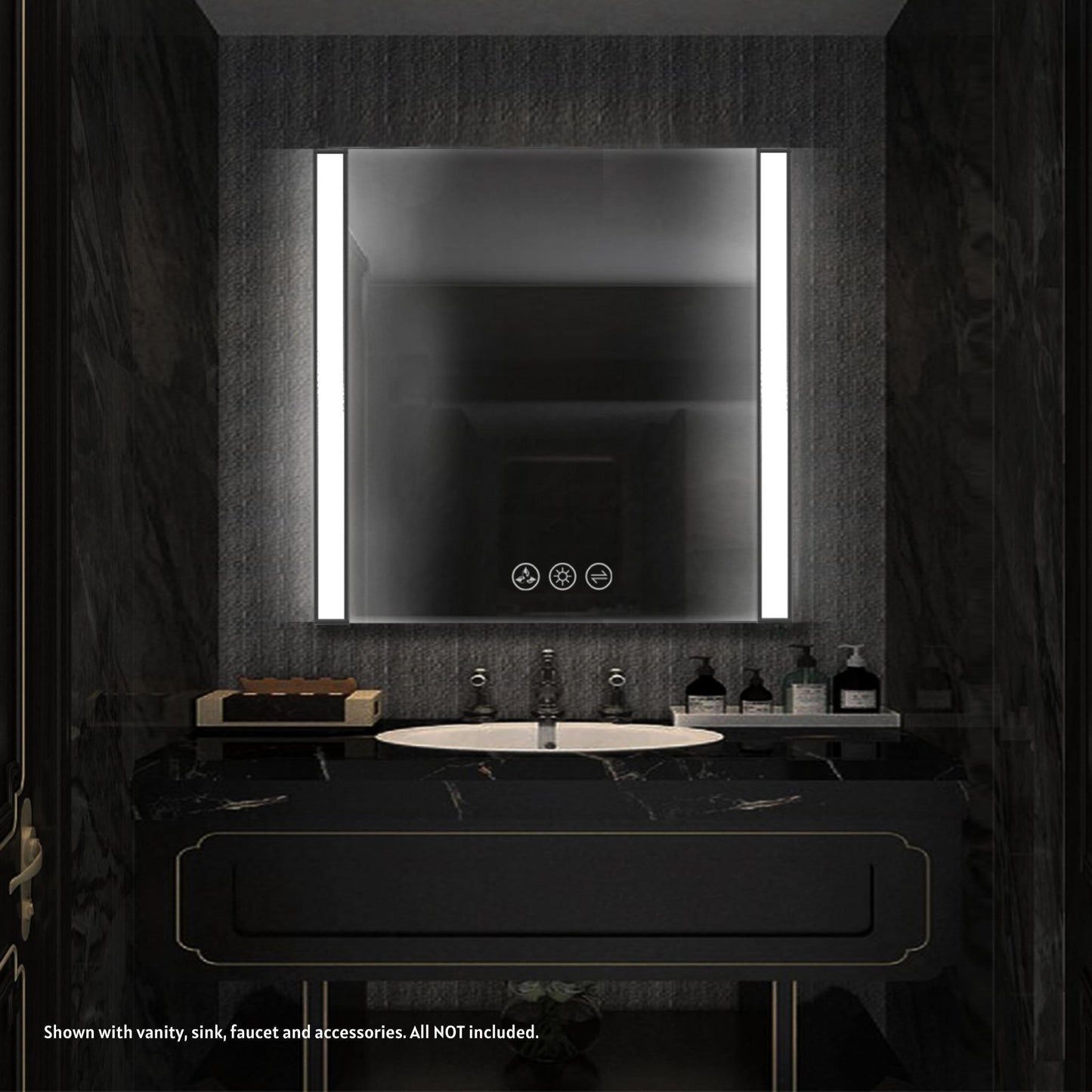 Blossom Binary 36" x 32" Matte Black Wall-Mounted Rectangle LED Mirror