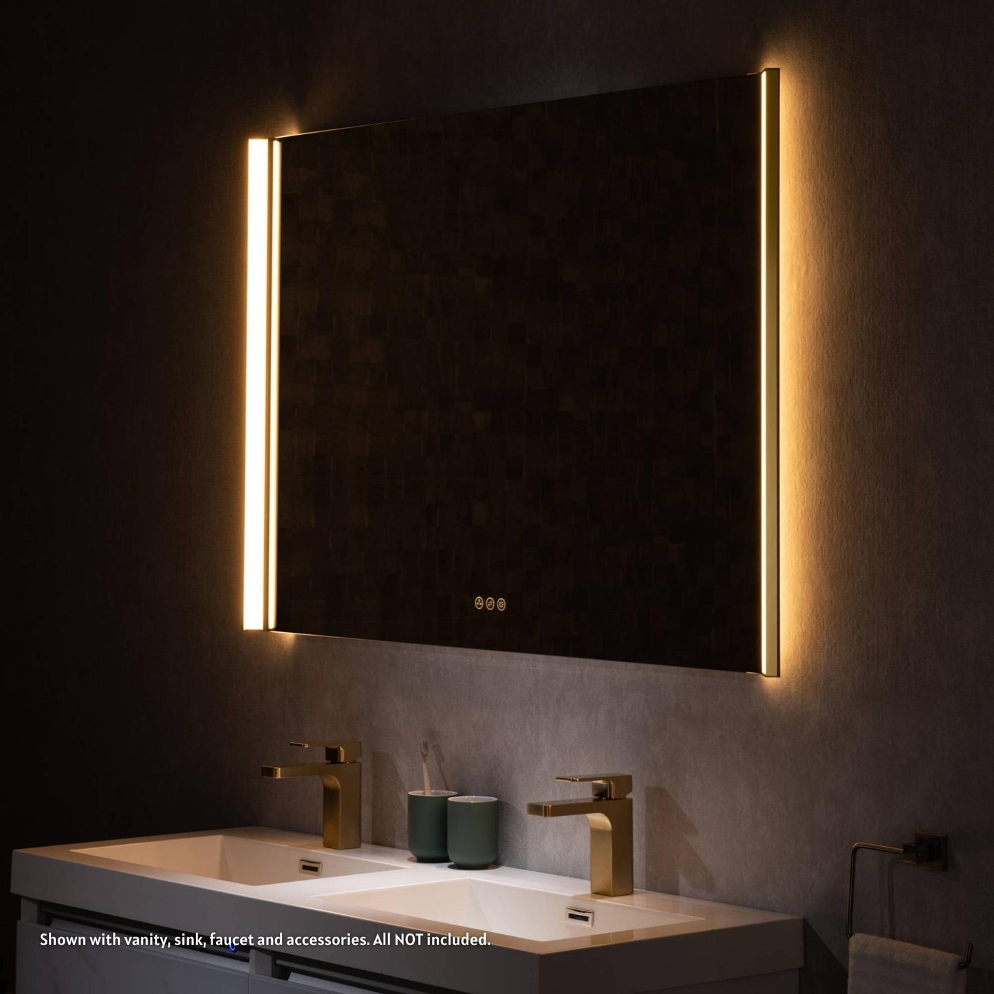 Blossom Binary 48" x 32" Brushed Gold Wall-Mounted Rectangle LED Mirror