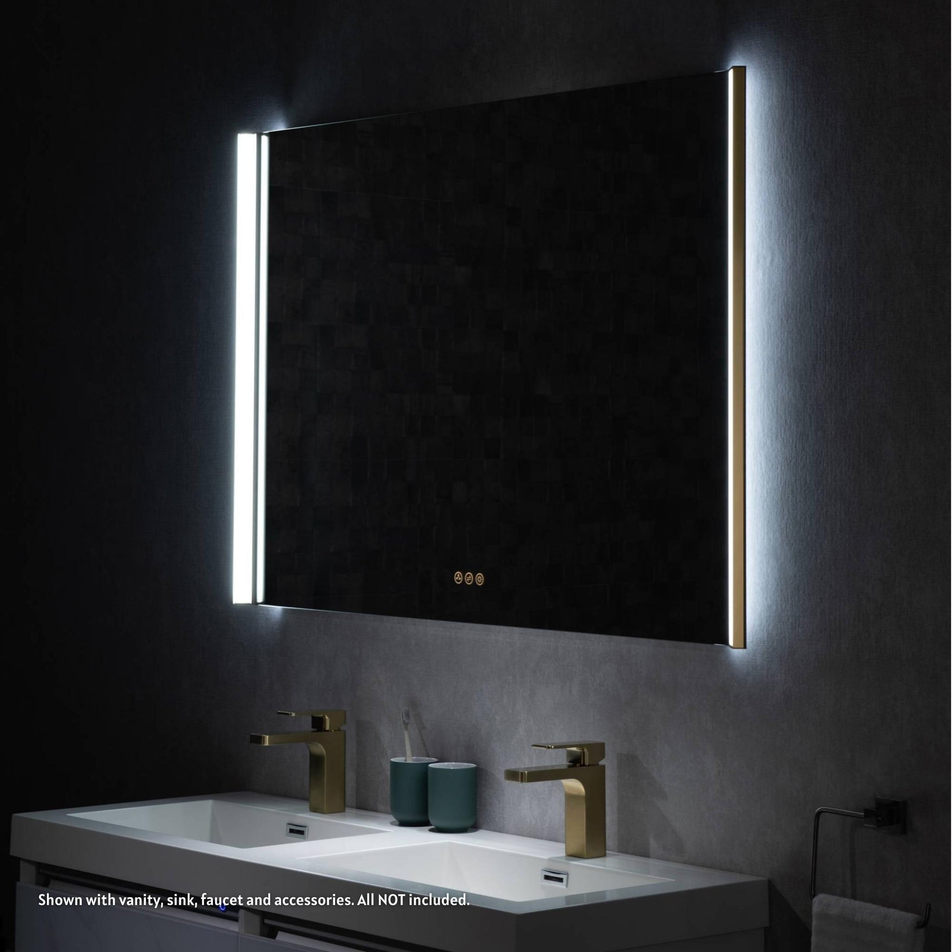 Blossom Binary 48" x 32" Brushed Gold Wall-Mounted Rectangle LED Mirror