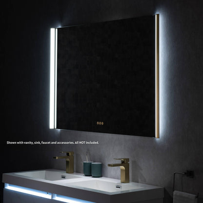 Blossom Binary 48" x 32" Brushed Gold Wall-Mounted Rectangle LED Mirror