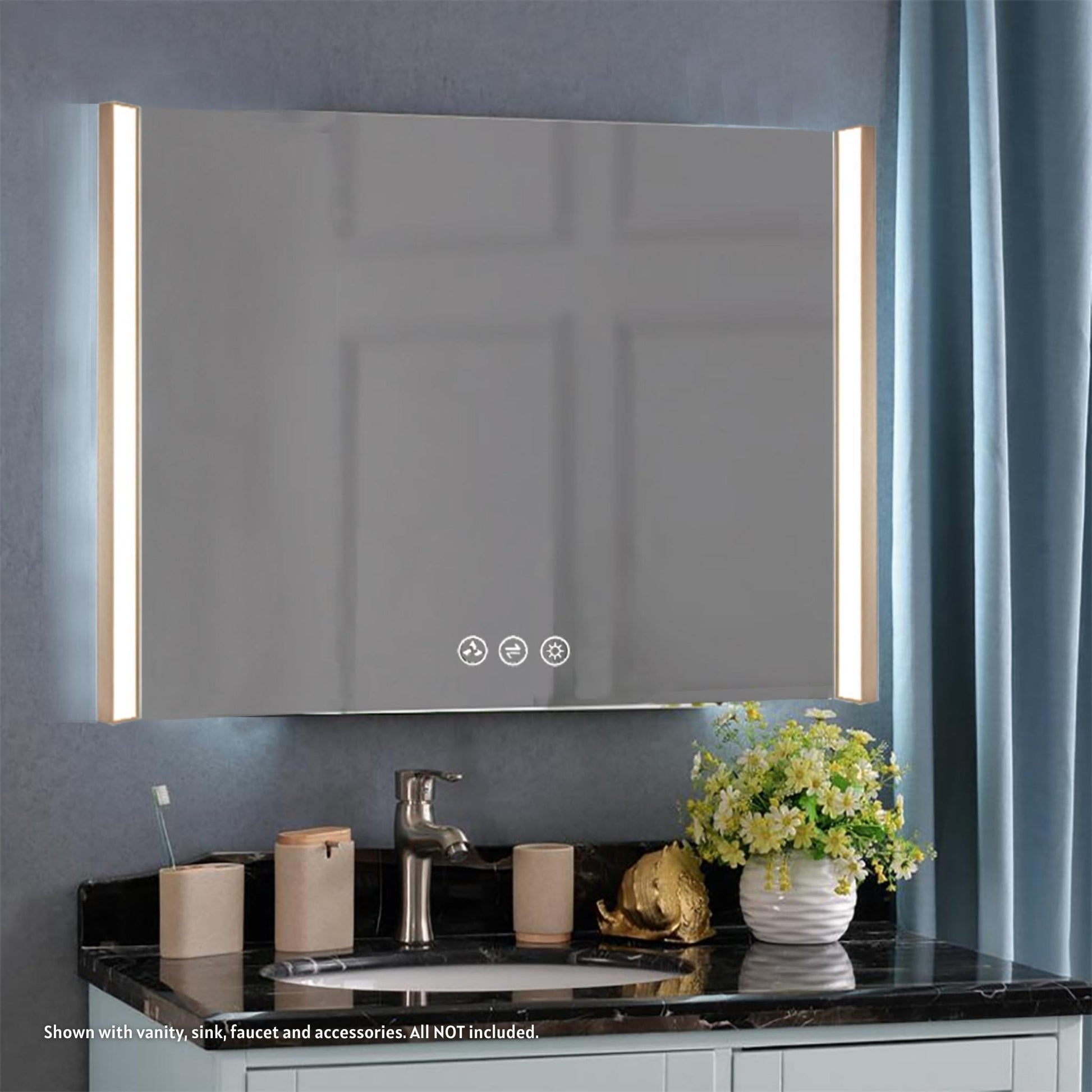 Blossom Binary 48" x 32" Brushed Gold Wall-Mounted Rectangle LED Mirror