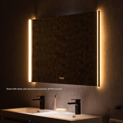 Blossom Binary 48" x 32" Matte Black Wall-Mounted Rectangle LED Mirror