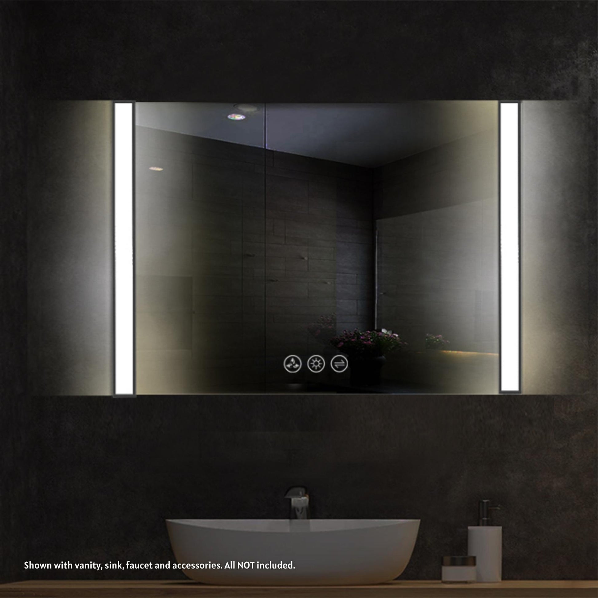 Blossom Binary 48" x 32" Matte Black Wall-Mounted Rectangle LED Mirror