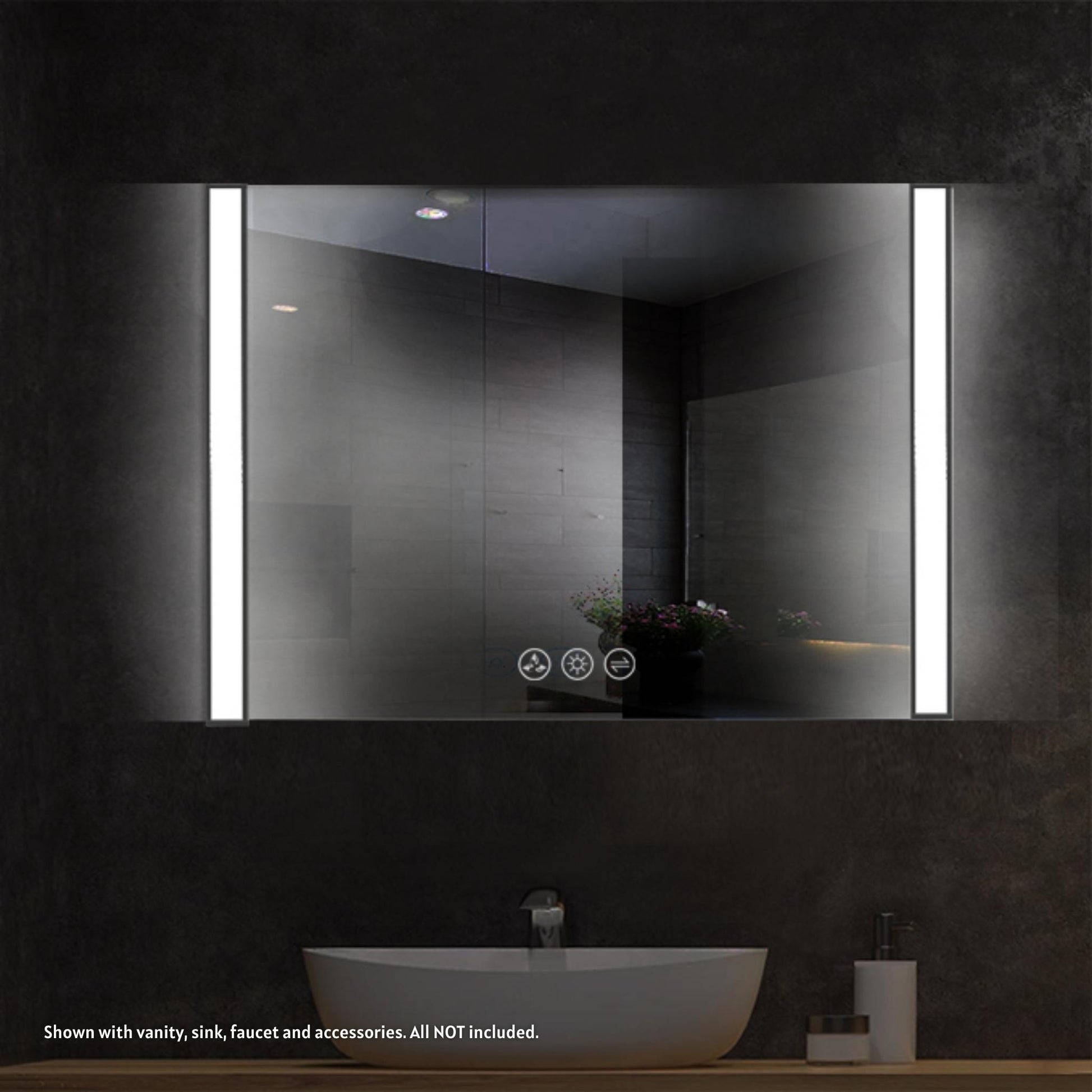 Blossom Binary 48" x 32" Matte Black Wall-Mounted Rectangle LED Mirror