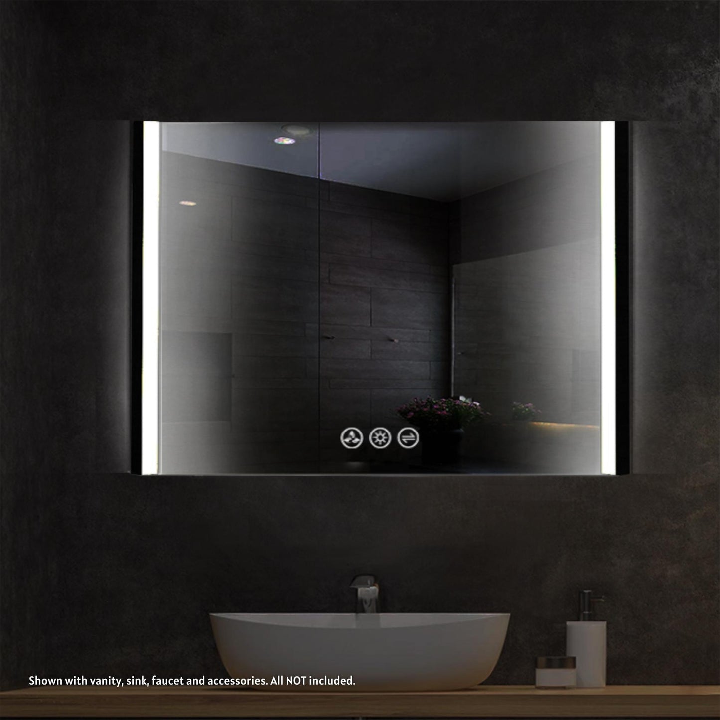 Blossom Binary 48" x 32" Matte Black Wall-Mounted Rectangle LED Mirror