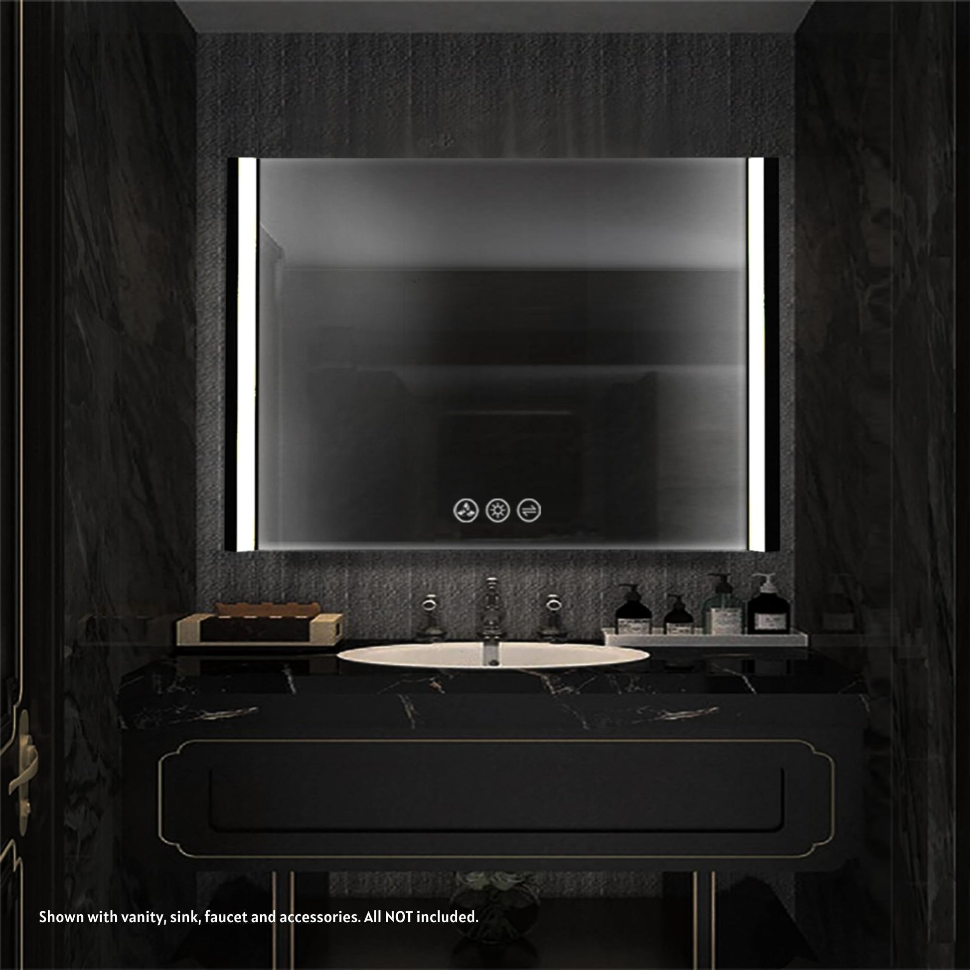 Blossom Binary 48" x 32" Matte Black Wall-Mounted Rectangle LED Mirror